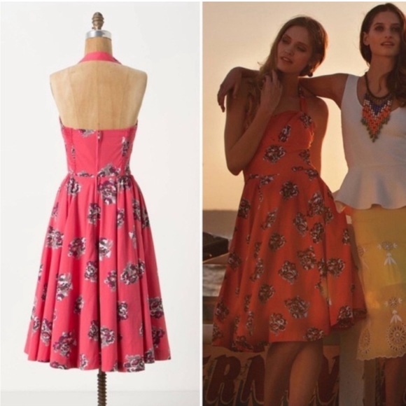 💗Anthropologie Girl From Savoy Akebono Floral Halter Strapless Dress Size 4 - Picture 5 of 13